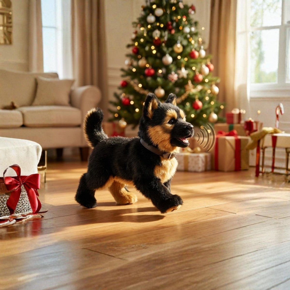 Interactive Realistic German Shepherd Puppy Toy – Walking, Barking & Wagging Electronic Pet