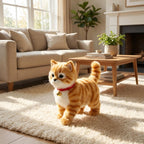 Interactive Orange Tabby Robot Kitten – Realistic Walking and Meowing Electronic Pet Toy