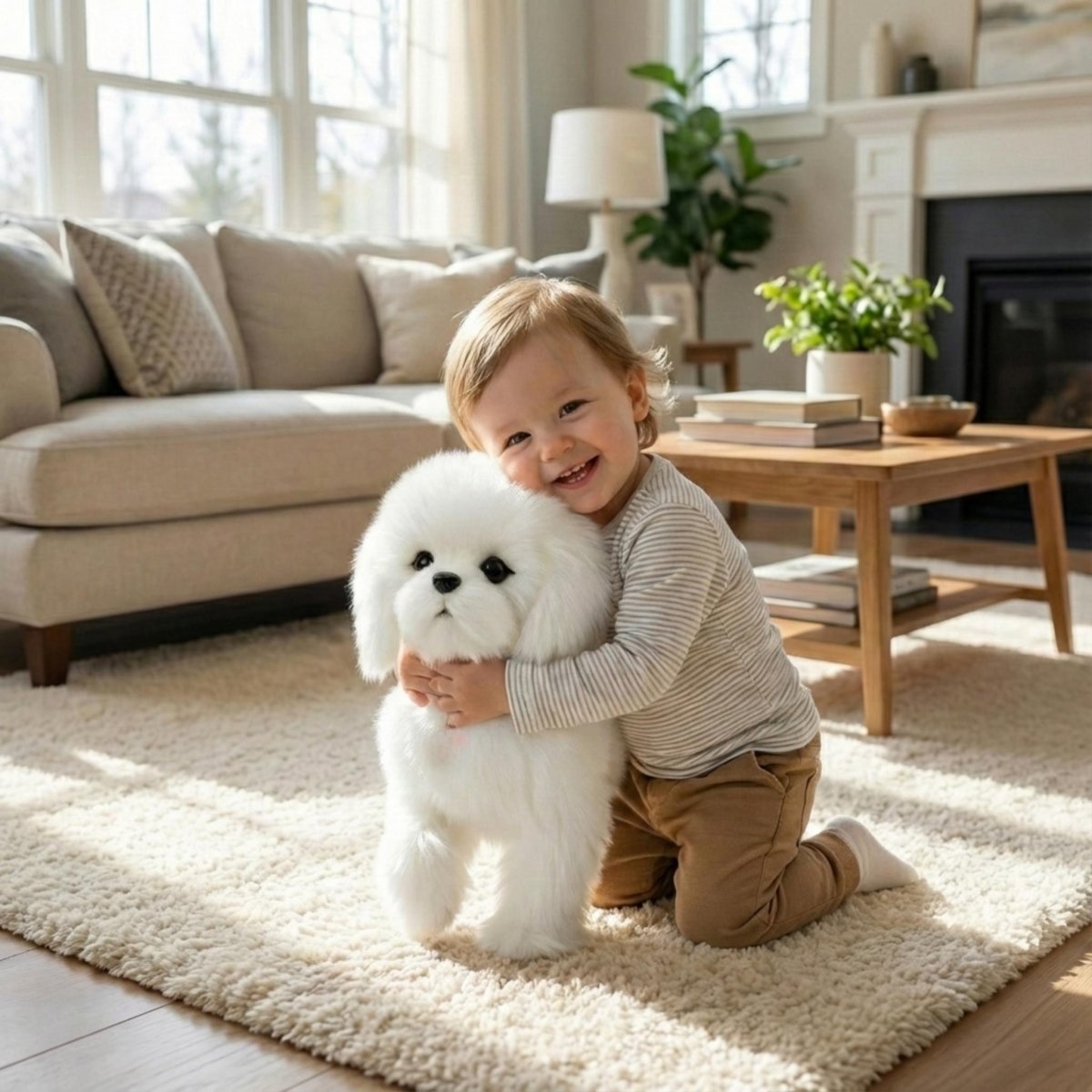 Interactive Plush Maltese Puppy Toy - Realistic Companion Robot