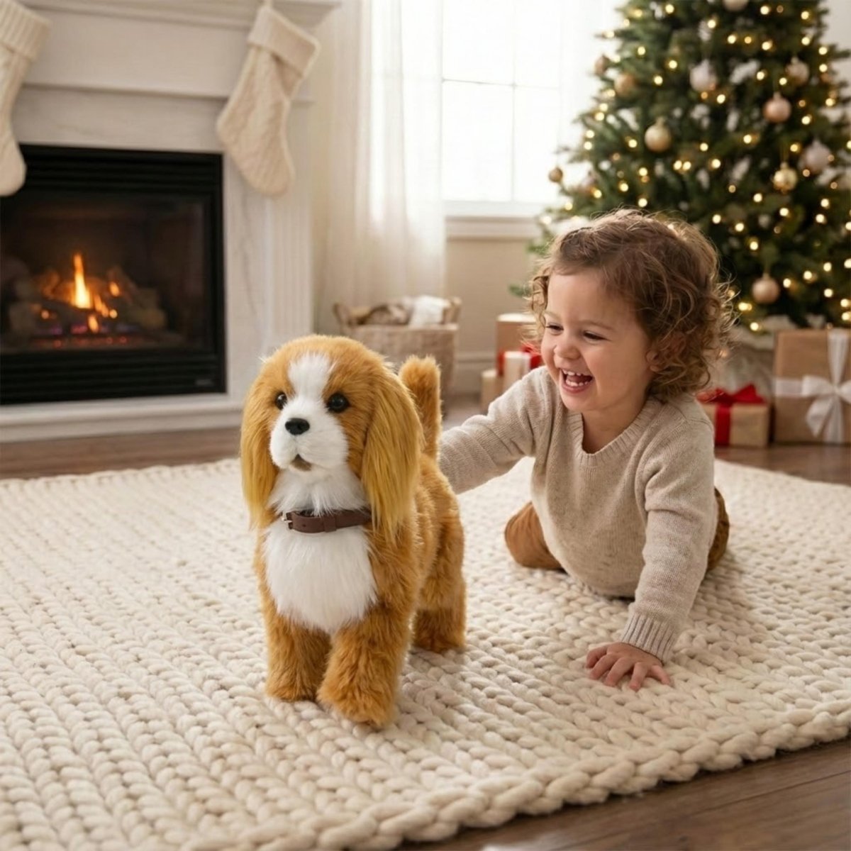 Interactive Realistic Cavalier King Charles Spaniel Robot Puppy Toy | Walks, Barks, and Wags Its Tail