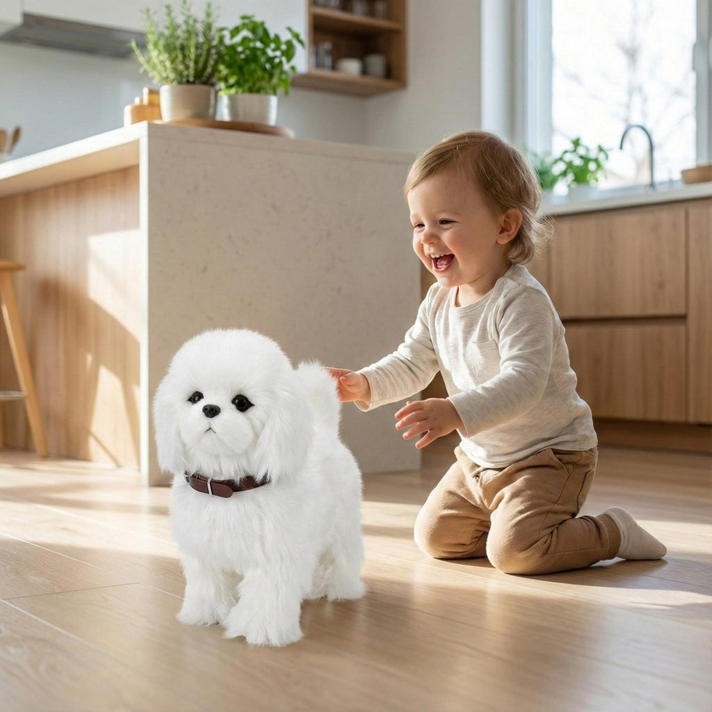 Interactive Plush Maltese Puppy Toy - Realistic Companion Robot