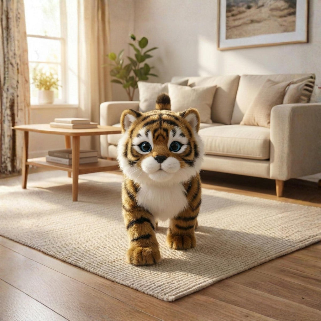 Interactive Realistic Robot Tiger Cub – Walking and Meowing Electronic Kitten Toy
