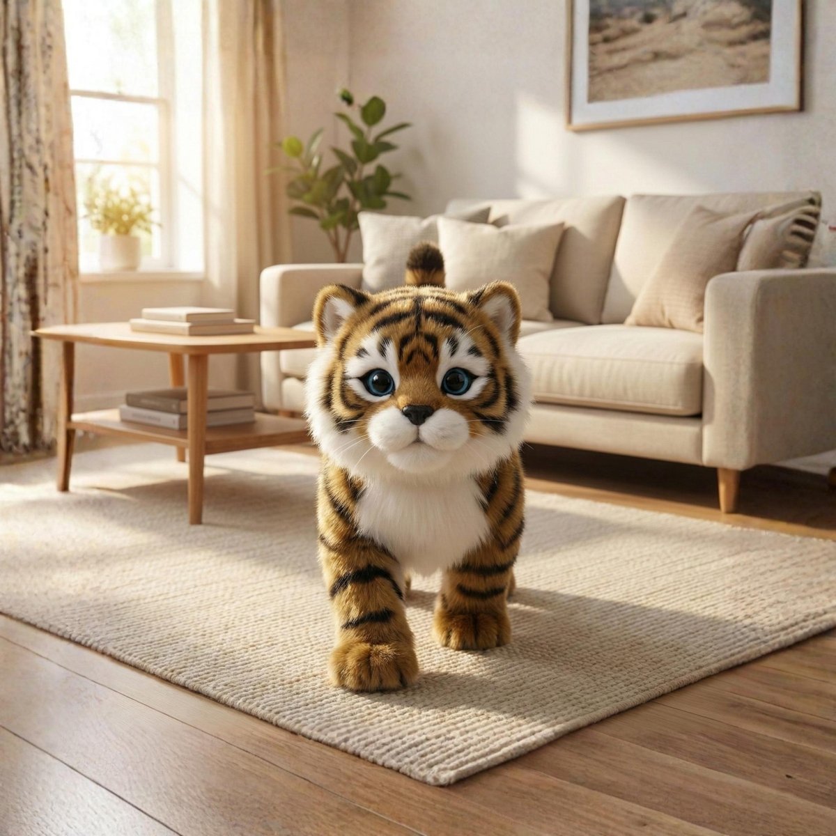Interactive Realistic Robot Tiger Cub – Walking and Meowing Electronic Kitten Toy