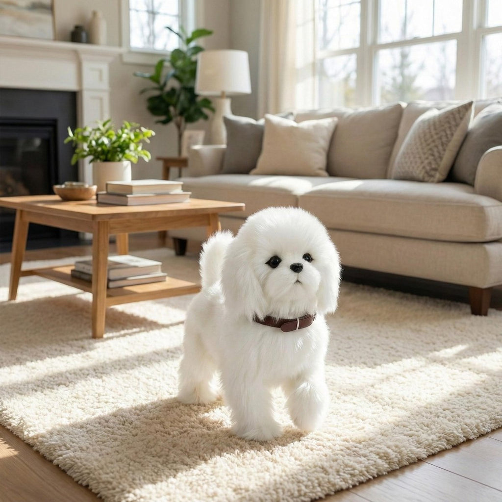 Interactive Plush Maltese Puppy Toy - Realistic Companion Robot