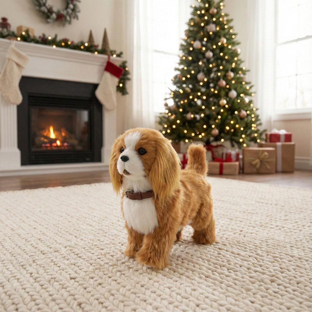 Interactive Realistic Cavalier King Charles Spaniel Robot Puppy Toy | Walks, Barks, and Wags Its Tail