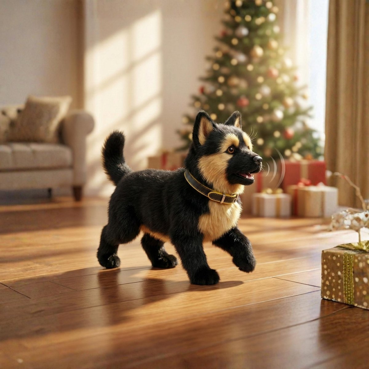 Interactive Realistic German Shepherd Puppy Toy – Walking, Barking & Wagging Electronic Pet