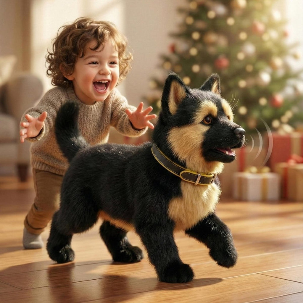 Interactive Realistic German Shepherd Puppy Toy – Walking, Barking & Wagging Electronic Pet