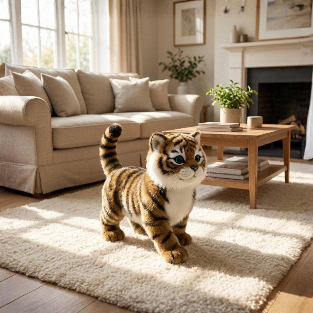 Interactive Realistic Robot Tiger Cub – Walking and Meowing Electronic Kitten Toy