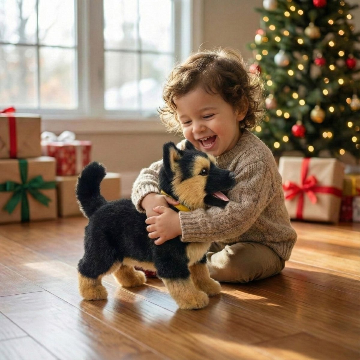 Interactive Realistic German Shepherd Puppy Toy – Walking, Barking & Wagging Electronic Pet
