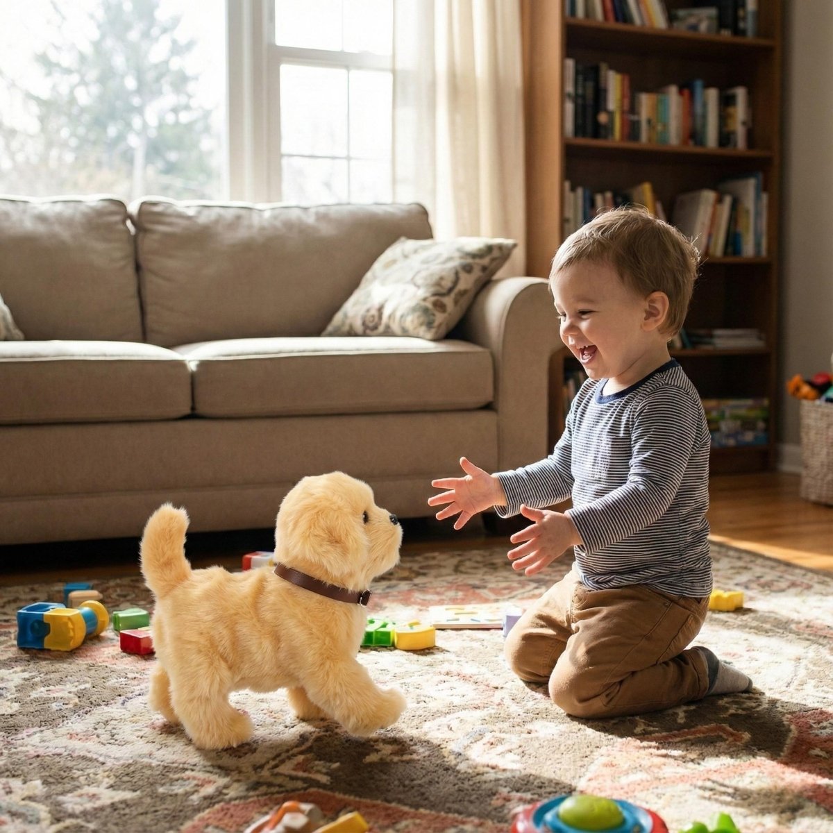 Realistic Interactive Plush Golden Retriever Puppy – Perfect Gift for Kids Ages 3 and Up