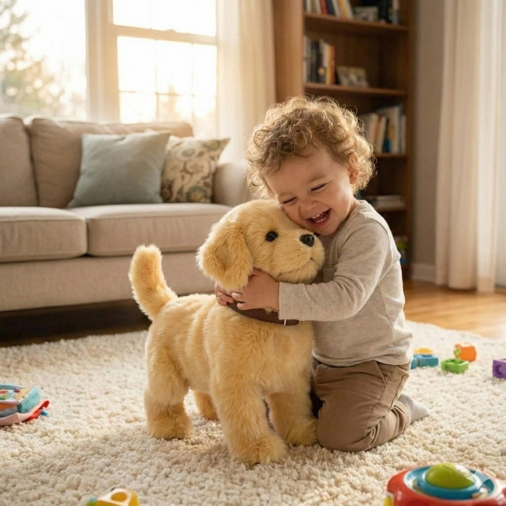 Realistic Interactive Plush Golden Retriever Puppy – Perfect Gift for Kids Ages 3 and Up