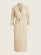 Tailored Liora Dress - flattering wrap-style neckline