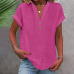 Short-Sleeve V-Neck Blouse for Women – Relaxed Fit Summer Top for Casual Wear and Everyday Outfits