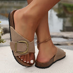 Women’s Buckle Strap Mules for Everyday Wear – Comfortable Slip-On Shoes for Casual Outfits and Summer Use
