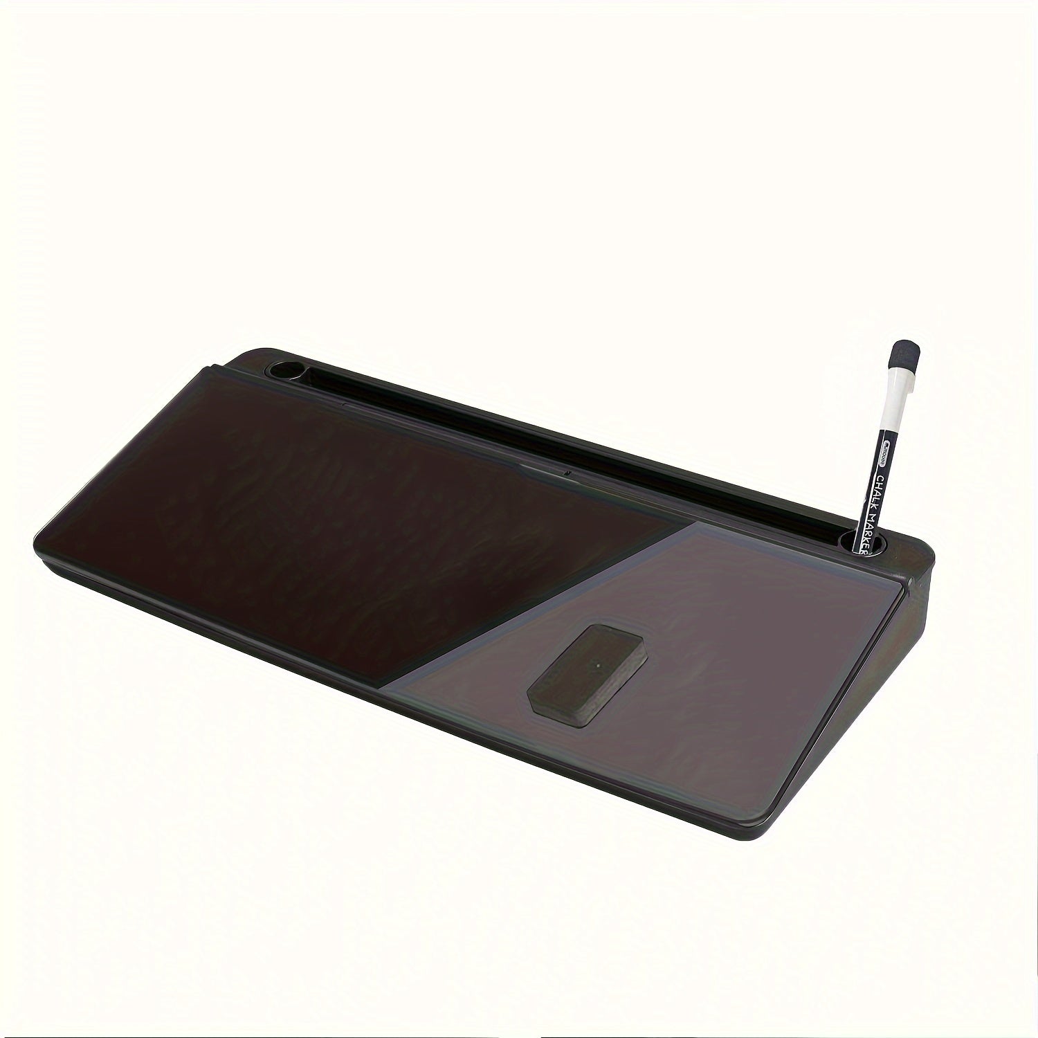 Glass Dry Erase Board with Magnetic Desktop Organizer and Built-In Storage