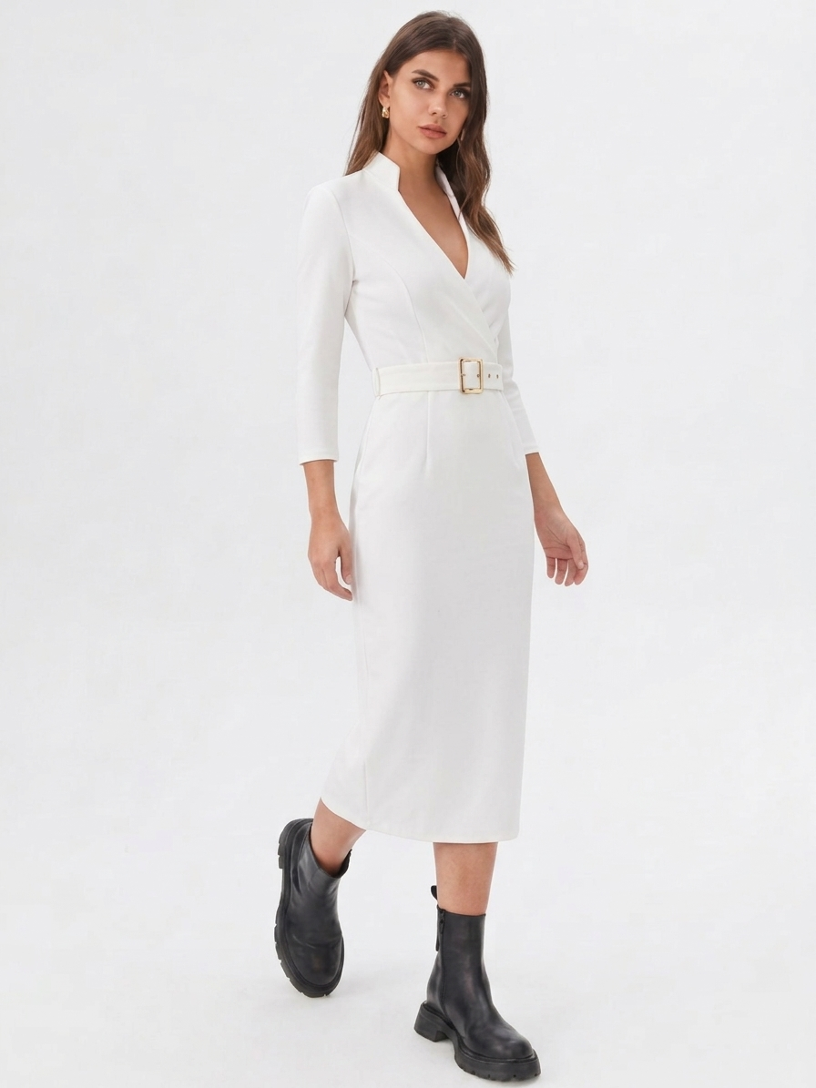 Tailored Liora Dress - flattering wrap-style neckline