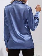 Elegant Satin Finish Long Sleeve Blouse for Women – Stylish Top for Work, Evenings and Smart Casual Outfits