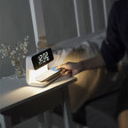3-in-1 Bedside Lamp with Wireless Charging – Dimmable Touch Control & Integrated Alarm Display