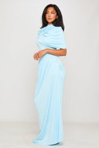 Asymmetric Pleated Maxi Dress with Draped Design for Women – Elegant Evening Dress for Parties, Events and Special Occasions