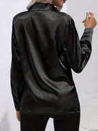 Elegant Satin Finish Long Sleeve Blouse for Women – Stylish Top for Work, Evenings and Smart Casual Outfits