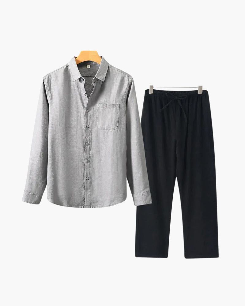 Classic Linen Long Sleeve Set - Old Money Style