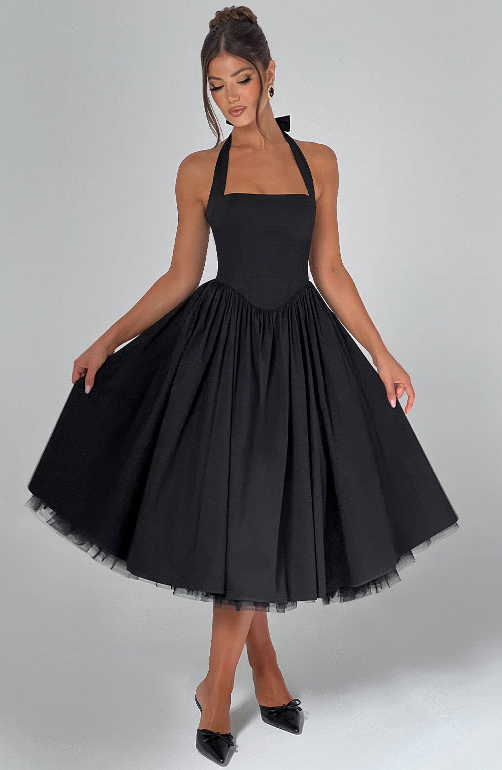 Chloe | Women's Halter Midi Dress for Wedding Guests