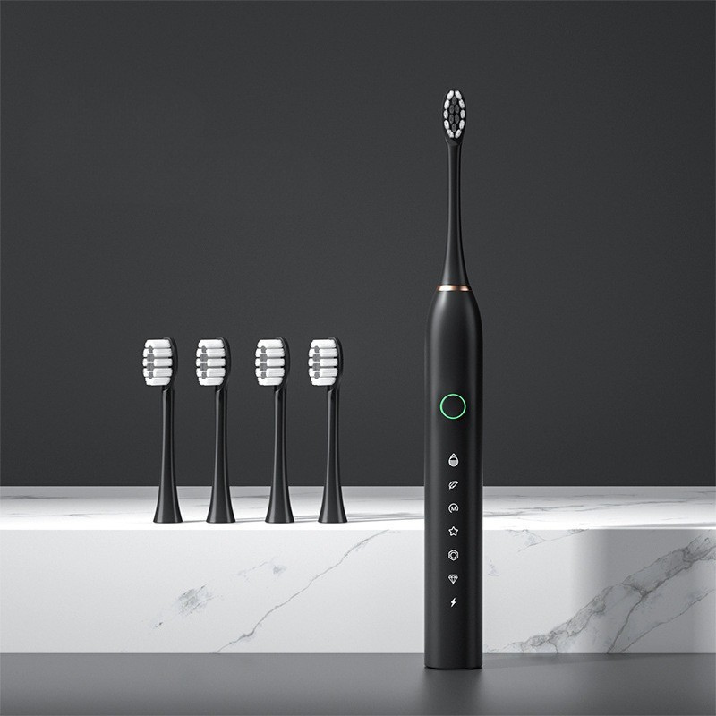 Rechargeable Electric Toothbrush with Replacement Brush Heads – Daily Oral Care Device for Effective Cleaning and Home Use