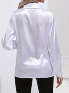 Elegant Satin Finish Long Sleeve Blouse for Women – Stylish Top for Work, Evenings and Smart Casual Outfits