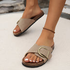 Women’s Buckle Strap Mules for Everyday Wear – Comfortable Slip-On Shoes for Casual Outfits and Summer Use