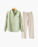 Classic Linen Long Sleeve Set - Old Money Style