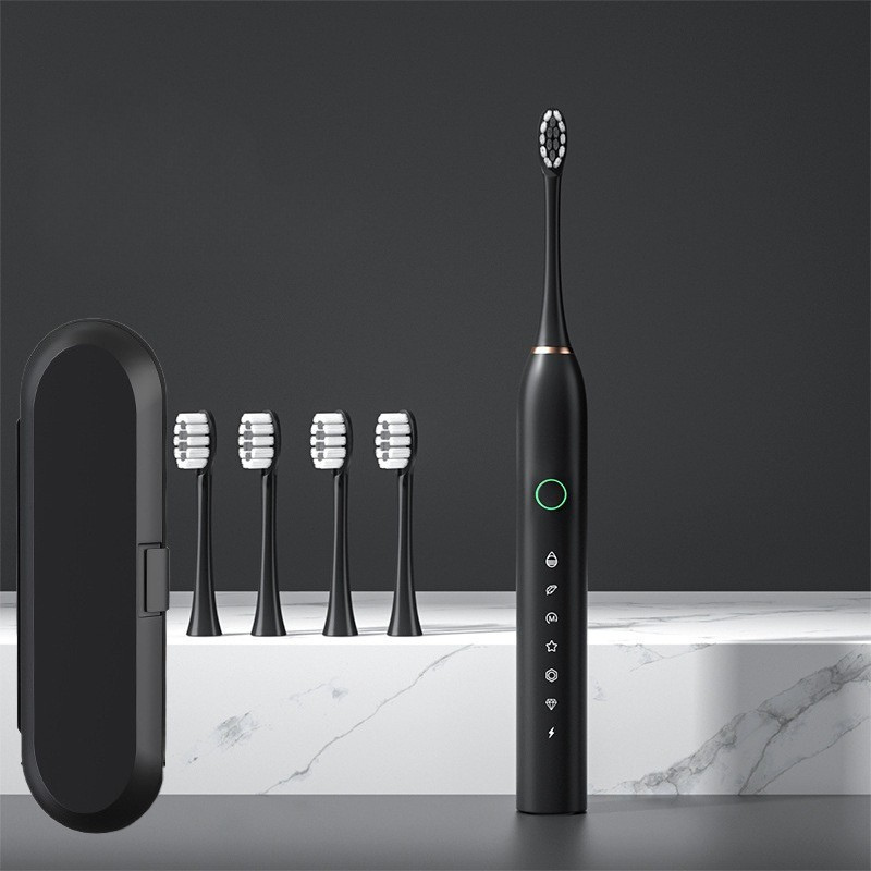 Rechargeable Electric Toothbrush with Replacement Brush Heads – Daily Oral Care Device for Effective Cleaning and Home Use