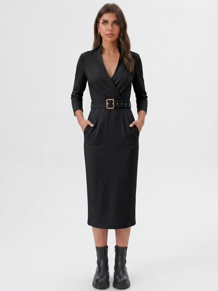 Tailored Liora Dress - flattering wrap-style neckline