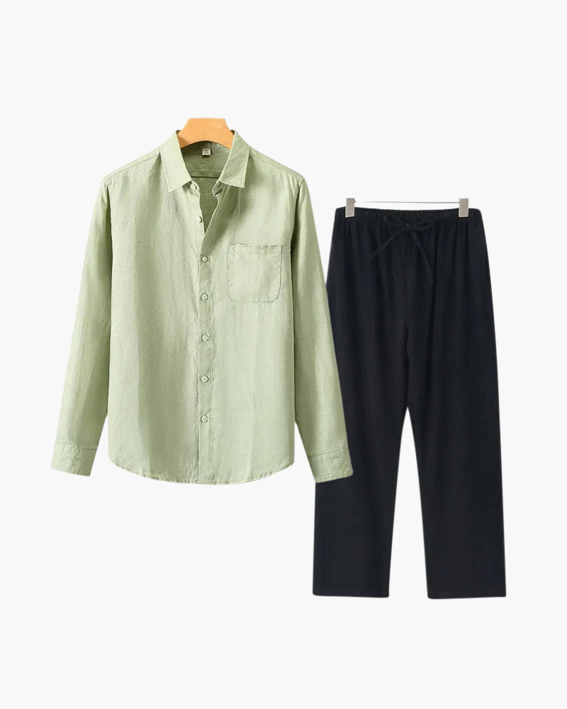 Classic Linen Long Sleeve Set - Old Money Style