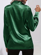Elegant Satin Finish Long Sleeve Blouse for Women – Stylish Top for Work, Evenings and Smart Casual Outfits