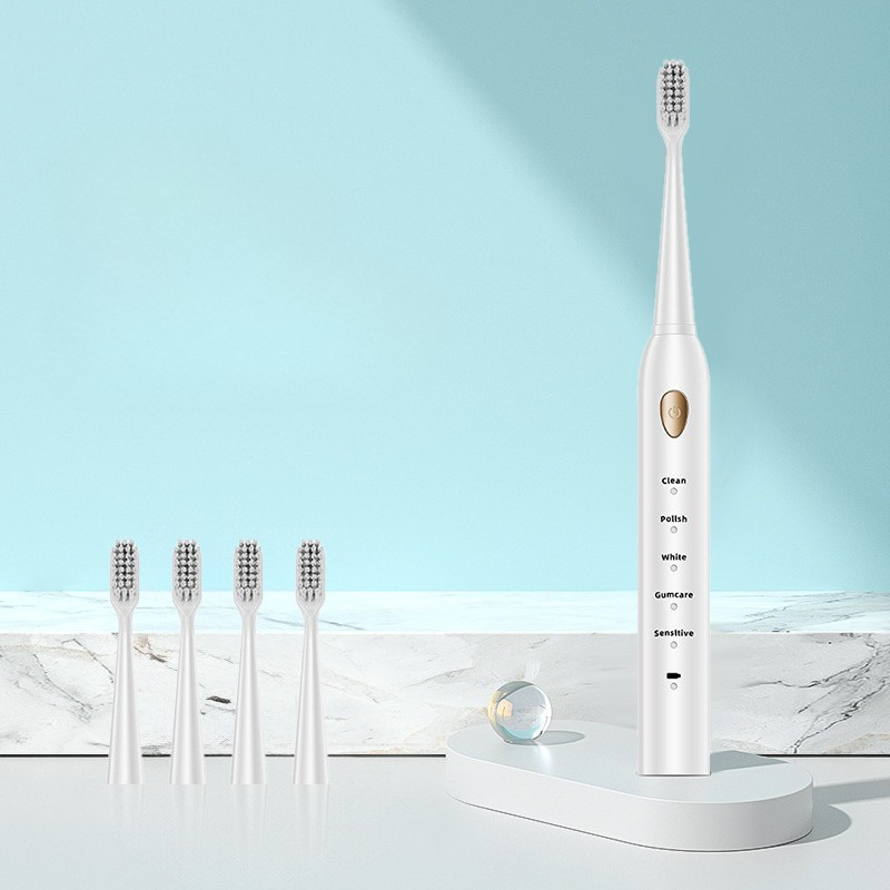 Rechargeable Electric Toothbrush with Replacement Brush Heads – Daily Oral Care Device for Effective Cleaning and Home Use