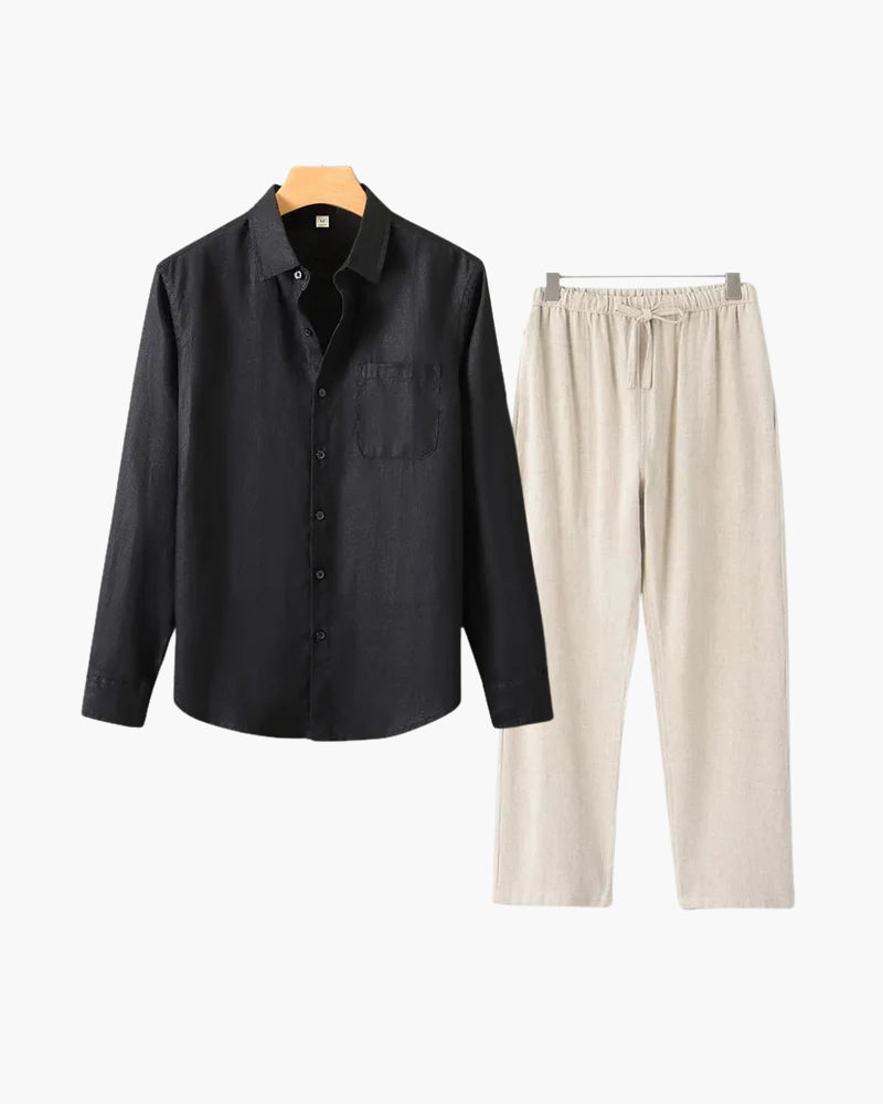 Classic Linen Long Sleeve Set - Old Money Style