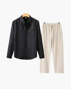 Classic Linen Long Sleeve Set - Old Money Style