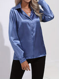 Elegant Satin Finish Long Sleeve Blouse for Women – Stylish Top for Work, Evenings and Smart Casual Outfits