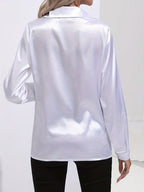 Elegant Satin Finish Long Sleeve Blouse for Women – Stylish Top for Work, Evenings and Smart Casual Outfits