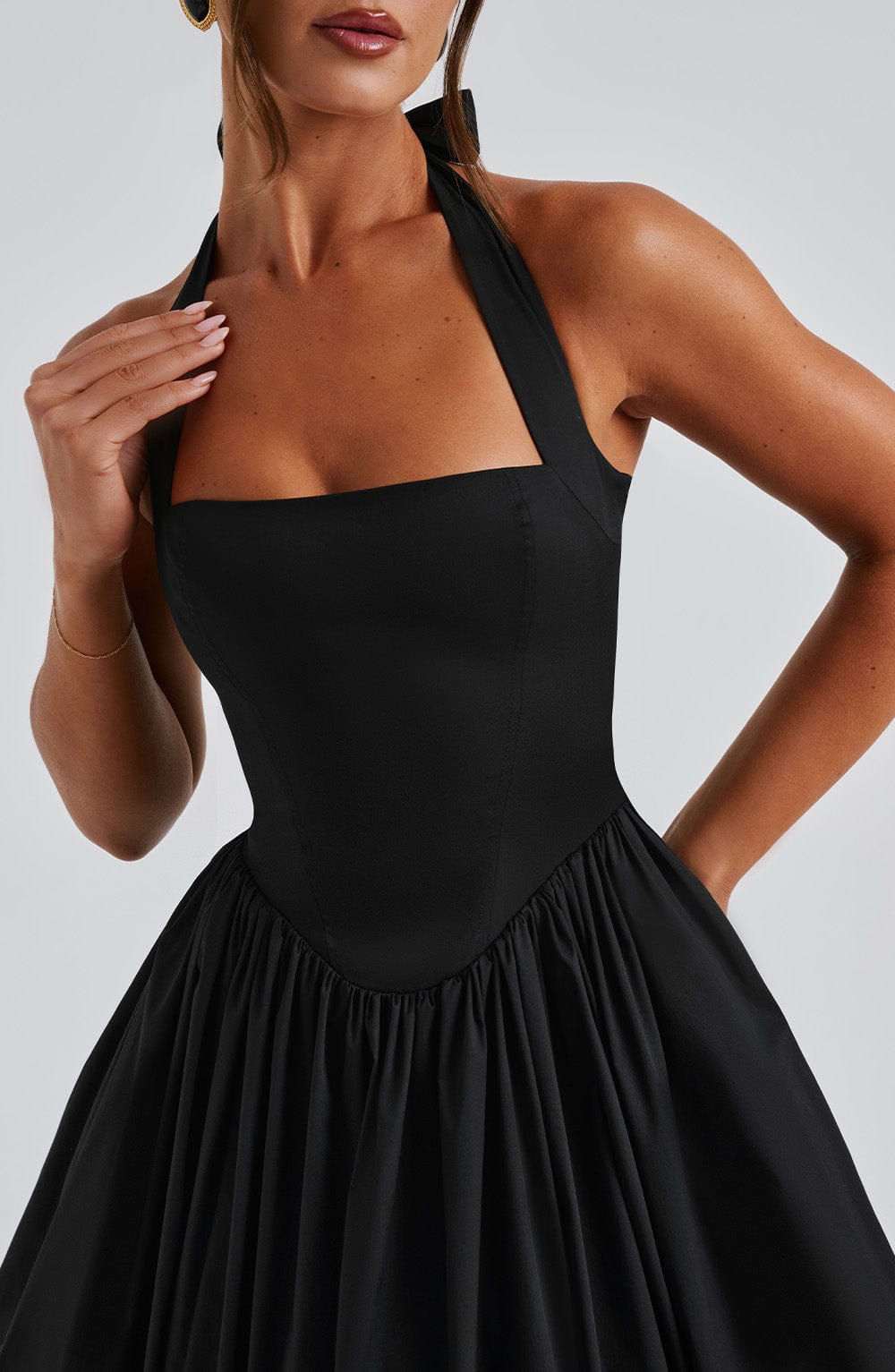 Chloe | Women's Halter Midi Dress for Wedding Guests