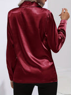 Elegant Satin Finish Long Sleeve Blouse for Women – Stylish Top for Work, Evenings and Smart Casual Outfits