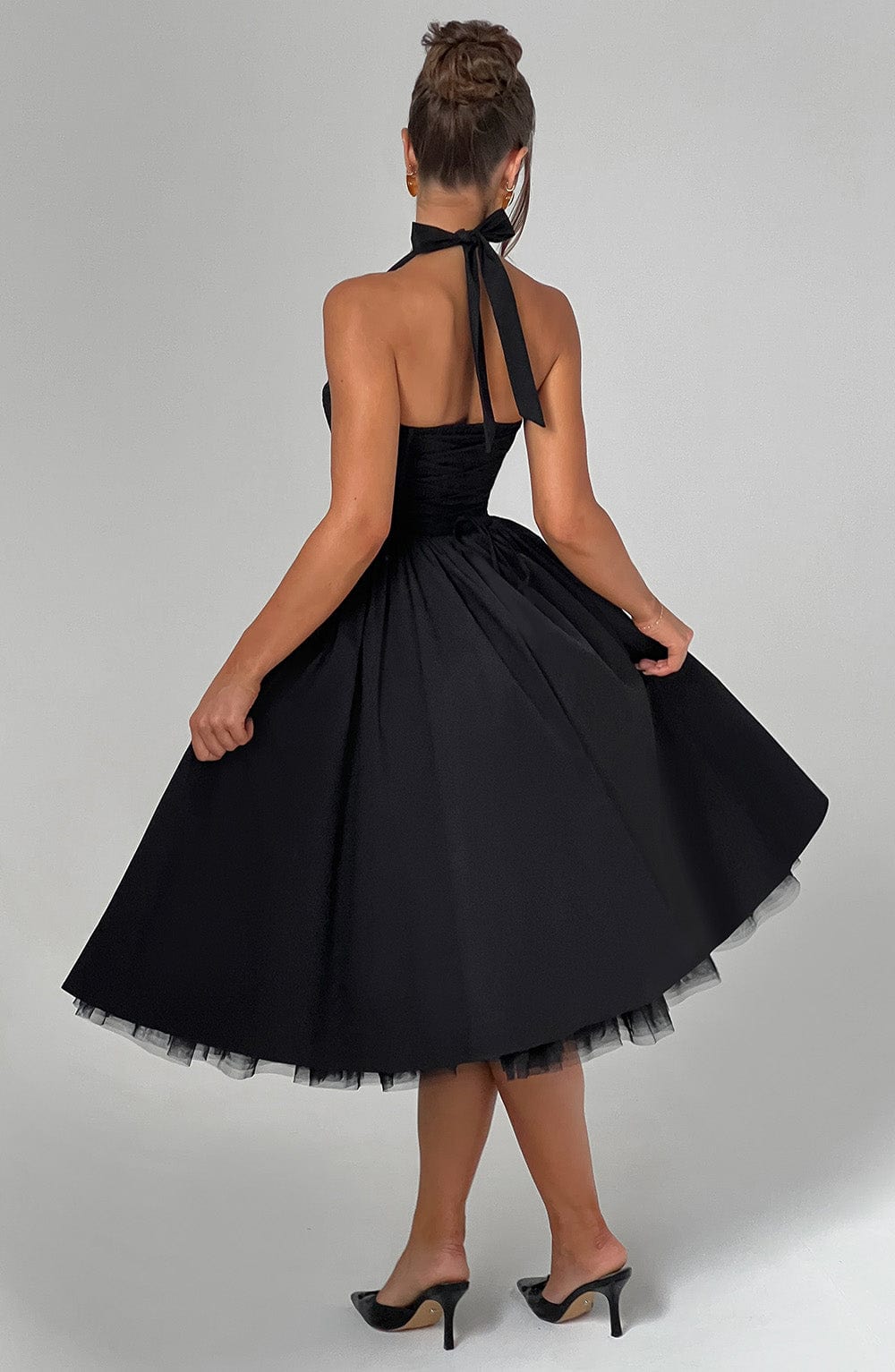 Chloe | Women's Halter Midi Dress for Wedding Guests