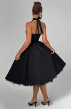 Chloe | Women's Halter Midi Dress for Wedding Guests