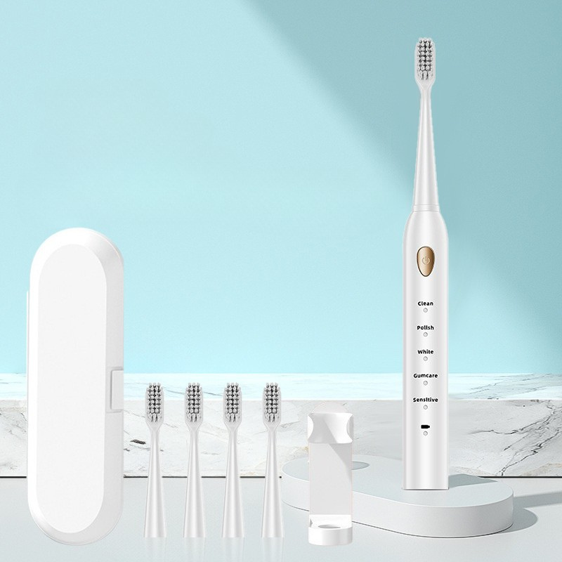 Rechargeable Electric Toothbrush with Replacement Brush Heads – Daily Oral Care Device for Effective Cleaning and Home Use