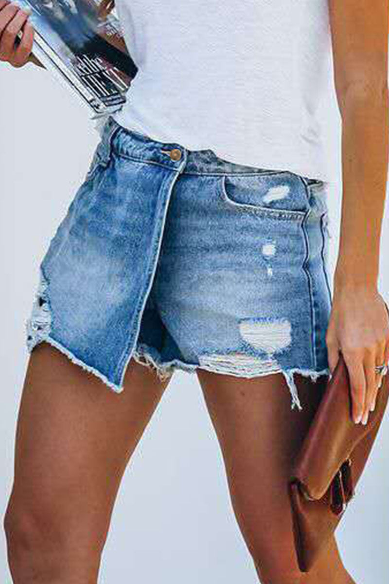 Asymmetrical Distressed Denim Shorts – Bold Summer Fashion