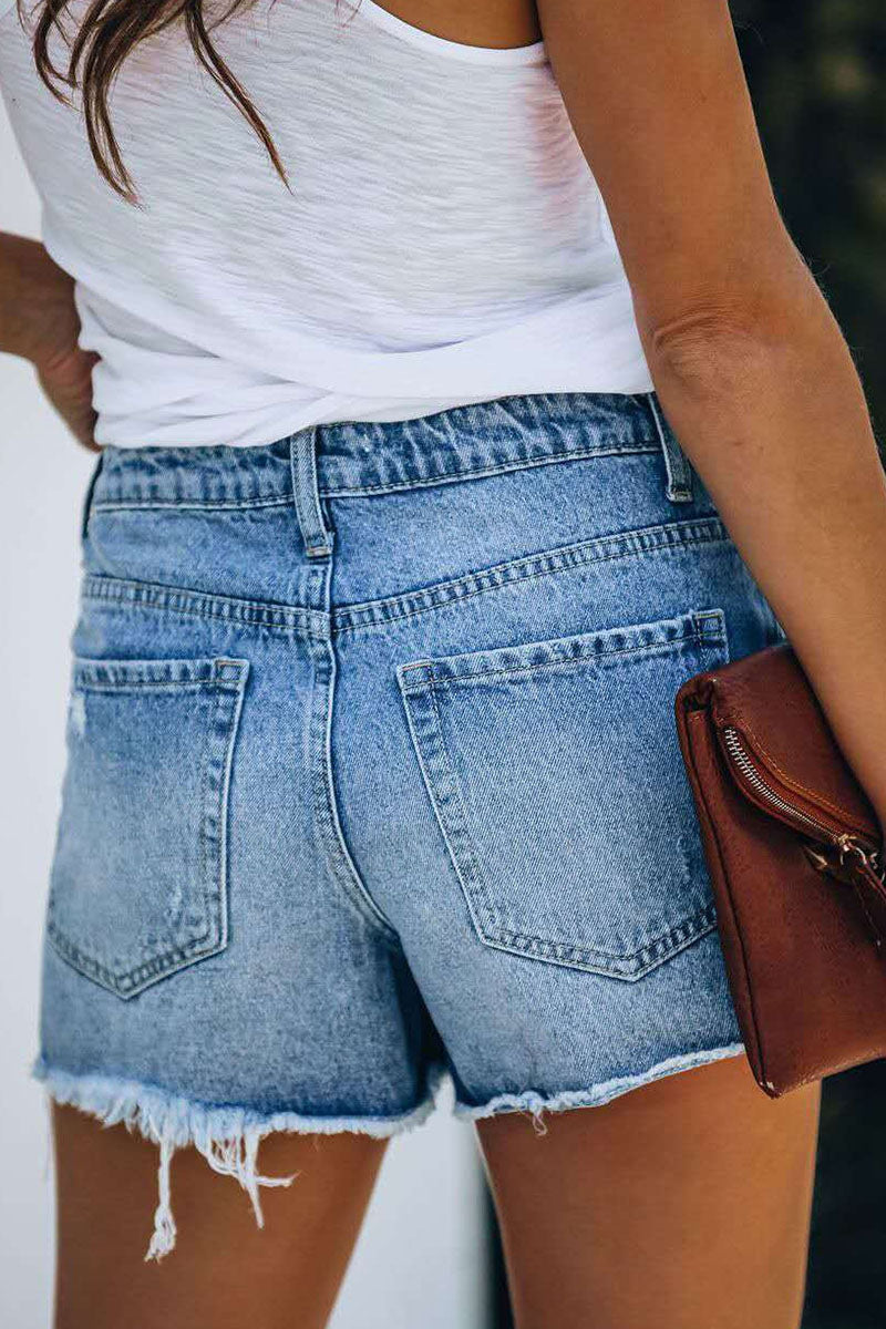 Asymmetrical Distressed Denim Shorts – Bold Summer Fashion