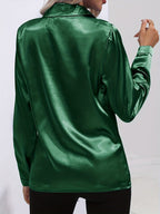 Elegant Satin Finish Long Sleeve Blouse for Women – Stylish Top for Work, Evenings and Smart Casual Outfits