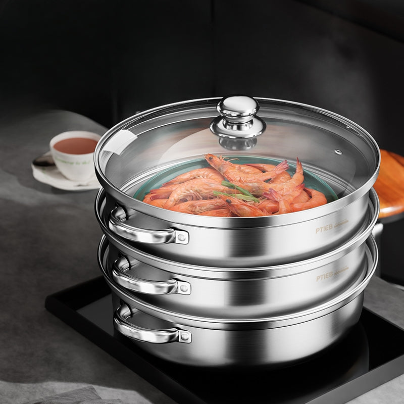 3-Tier Food Steamer for Healthy Cooking – Multi-Level Steaming Appliance for Vegetables, Fish and Everyday Meals