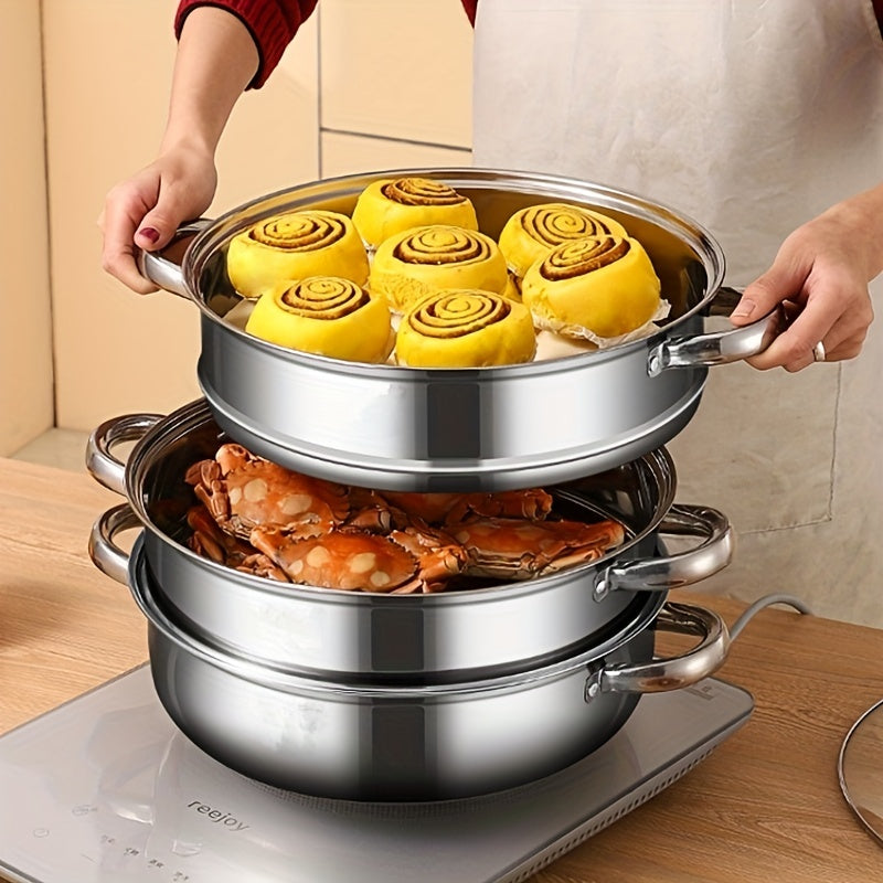 3-Tier Food Steamer for Healthy Cooking – Multi-Level Steaming Appliance for Vegetables, Fish and Everyday Meals