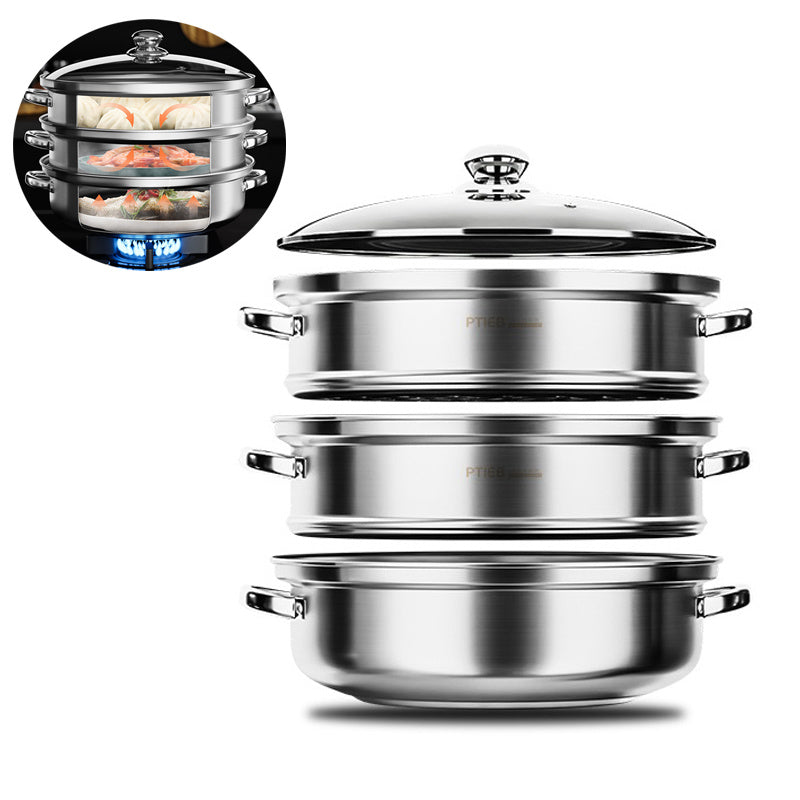 3-Tier Food Steamer for Healthy Cooking – Multi-Level Steaming Appliance for Vegetables, Fish and Everyday Meals